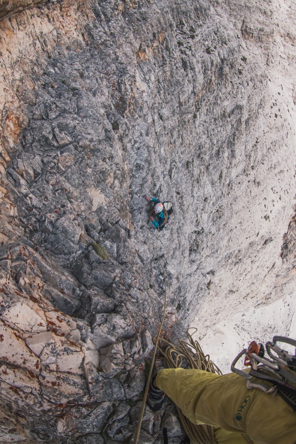 Tom seconding on-a-pre-climb-of-the-spigolo-giallo-3-zinnen_IMG_3949